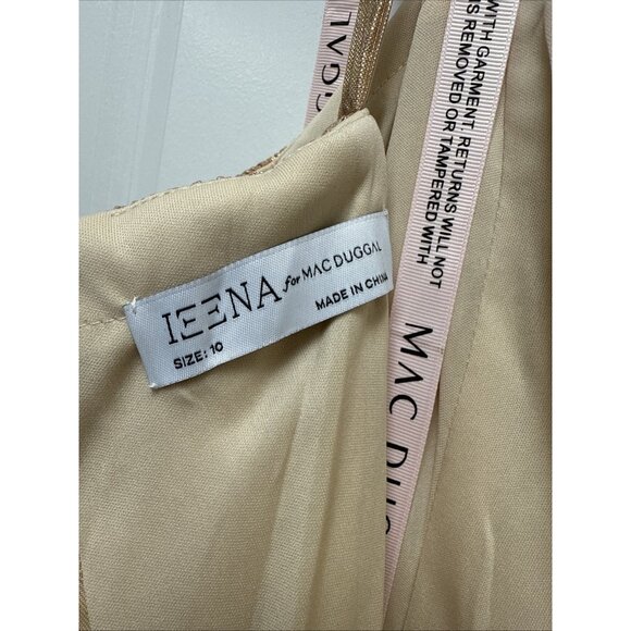 New Mac Duggal Size 10 Gold Ruffle Tiered Belted Sleeveless Cocktail Party Dress - Picture 12 of 16